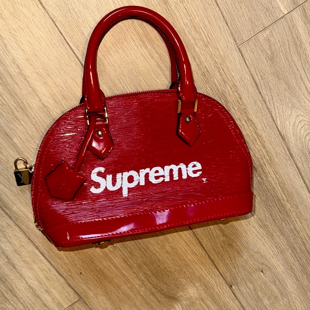 Louis Vuitton X Supreme Collab Logo  Coquelicot Epi Red Leather Alma BB Bag